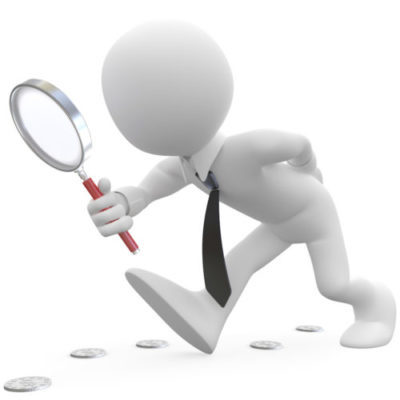 Image of a stick man with a magnifying class